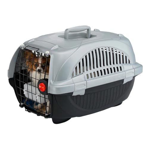Ferplast Transportín Gato, Transportín Perro Pequeño de hasta 5 Kg, Puerta de Hierro Plastificado, 34 x 50,7 x h 30 cm, Transportín Mascotas Rígido Atlas 10 Deluxe, Negro