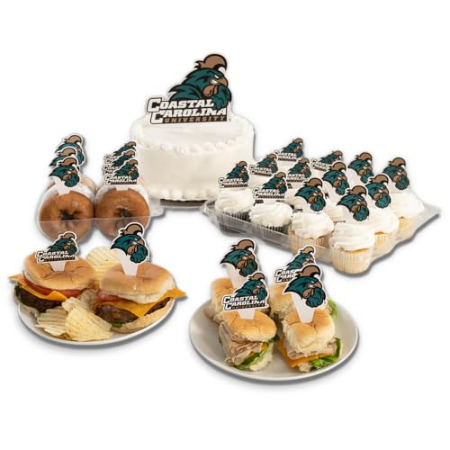 Desert Cactus Coastal Carolina University CCU Chanticleers Food Picks Cupcake and Cake Toppers Cake Pop Sticks - 25 Pcs Party Supplies and Decorations