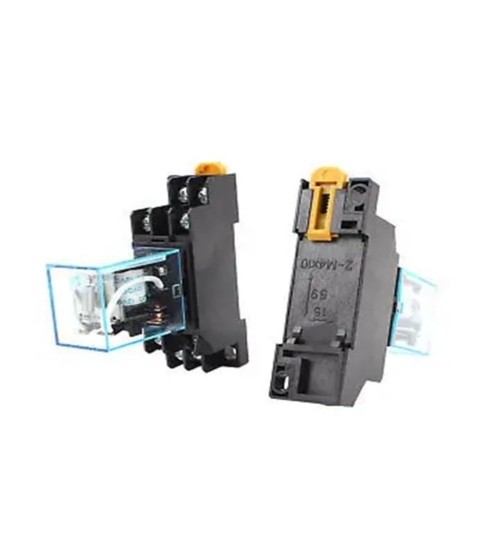 Relé de potencia electromagnético de 12V 5A y 8 pines con zócalo para carril DIN 2