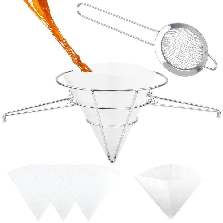 Maple Syrup Making Kit 1PCS Maple Syrup Filter Cone with 1 PCS Filter Spoon and 3 PCS Cone Filters Maple Syrup Cone Filter Holder