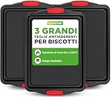 ✅Flessibile e antiaderente: realizzata in acciaio carbonio con manici in silicone, perfetta come set teglie da forno antiaderenti.