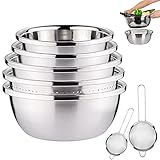 ❤【Filterschüssel & Filternetz】Die Filterschüssel und der Filter können zusammen verwendet werden, um Salate, Früchte und Nudeln zu filtern, und das Wasser kann gut abgelassen werden.
