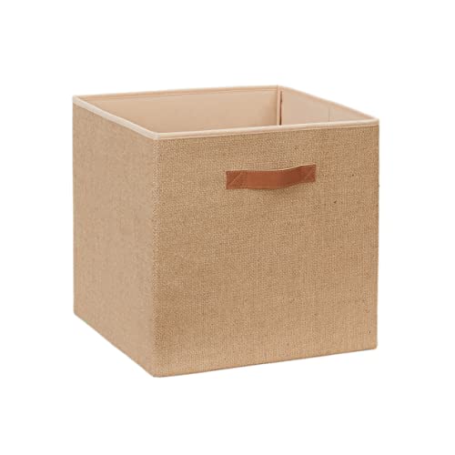 Ocean Home Textile Natürlich Jute Aufbewahrungsbox, Faltbare Aufbewahrungswürfel 33x30x33 cm Cover