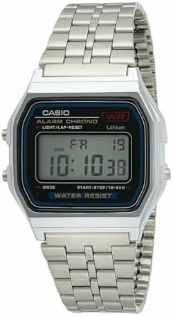 Casio Unisex Watch - A159WA-N1DF Black Dial, Silver Band