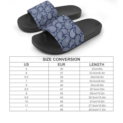 Blue Paisley Bandana House Slippers for Women Men Shower Slides Bathroom Sandals2