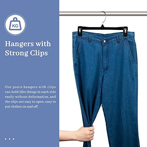 House Day Black Pants Hangers 50 Pack, 12 Inch Skirt Hangers With Non-Slip Big Clips And 360° Swivel Hook, Heavy Duty Slim Plastic Pants Hangers, Space Saving Clip Hangers For Pants, Skirts, Shorts #TOP1