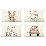 【Qualité supérieure 】La housse coussin Pâques est en polyester sélectionné de qualité supérieure, super doux, respirant et structuré. Ces housses de coussin brillantes et confortables sont un merveilleux cadeau de Pâques et sont parfaites pour la décoration de Pâques.