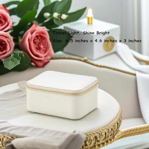 Boîte à bijoux de voyage Vlando en velours blanc cassé à 8 poches zippées - 3