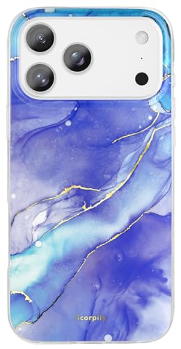 Coque iPhone 10 Pro Max motif marbre bleu fantaisie haut de gamme aux détails d'or