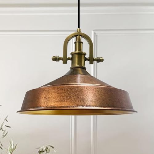 bamyum Asletl-Marina Lampada a Sospensione da Soffitto Industriale in Legno, Paralumi da 41 cm, Lampada da Soffitto e Isola Cucina E27 Lampada a Sospensione Tavolo da Pranzo, Colore Rame