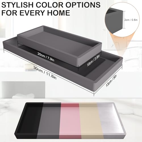 Miniatura 3 de Bandeja De Tocador De Silicona, Jabonera De Baño, Bandeja Dispensadora De 20 X 10 Cm, Bandeja Organizadora De Encimera, Reutilizable Y No Frágil Para Encimera De Cocina, Inodoro, Fregador Gris
