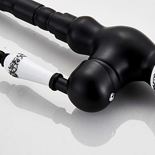 Keyohome Küchenarmatur Einhebelmischer Küche und Bad Antik Vintage Mischbatterie Küche Klassisch aus Messing (schwarz)