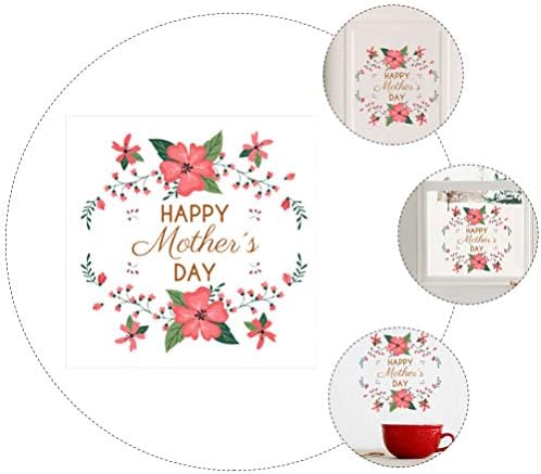 VOSAREA 1 Sheet Happy Mothers Day Wall Stickers Window Clings Decoration Self Adhesive Flower Wall Decals Removable Wall Mural Wallpaper for Living Room Bedroom Kitchen