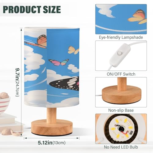 Lámpara de mesa colorida con mariposas pequeña para dormitorio miniatura 3