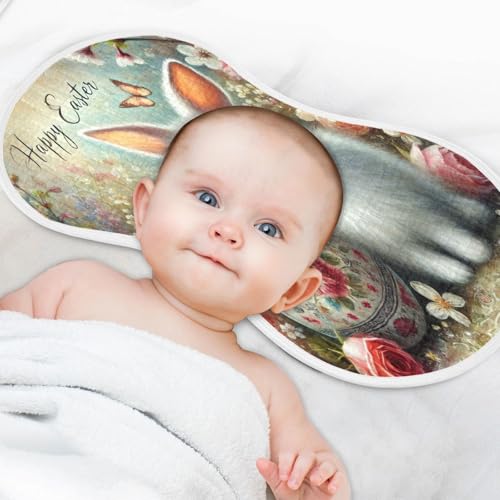 Easter Egg Rabbit Cute Baby Burp Cloths Soft Burp Cloth Rags Cotton Burp Clothes Absorbent Muslin Burp Cloths for Girl Unisex Boy Newborn 1 Pack 22x11 Inches4