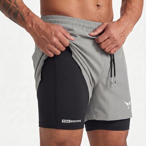 Image of Lymio Men Shorts | 2 in 1 Active Dual Shorts with Inner Tights Layer | Men's Double Layer Short for Running, Gym & Sports (SSM-S-09-11)