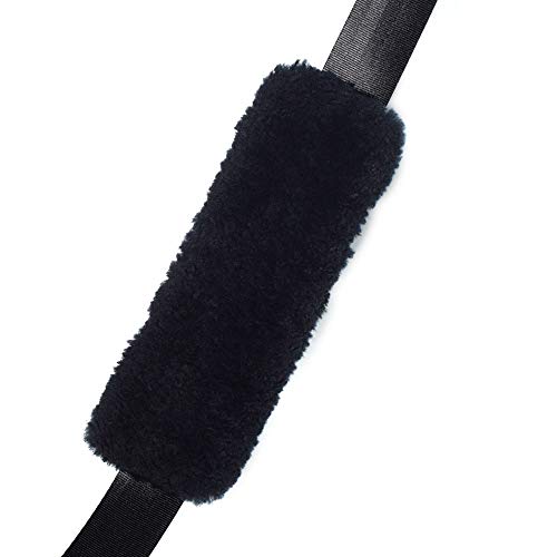 2-Pack Soft Faux Sheepskin Car Black Seat Belt Cover Pad,Car Safety Seat Belt Strap Shoulder Pad for Adults and Children,Suitable for Car Seat Belt,Backpack,Shoulder Bag