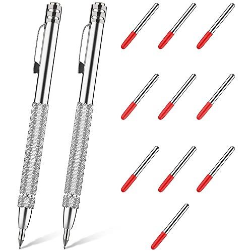 Hoydate 2 Pcs Tungsten Carbide Scriber With Magnet,With Extra 10 Replacement Marking Tip,Etching Engraving Pen Marking Engraving Pen For Glass/Ceramics/Metal Sheet #TOP9