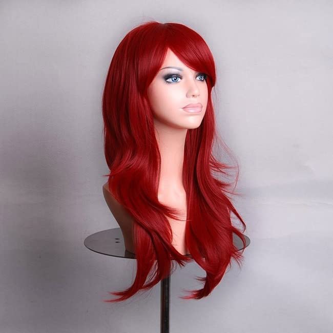 colorfulpanda 28" 70cm Long Curly Wavy Hair Ends Costume Cosplay Wig Anime Halloween Costume Party Full Synthetic Wigs for Women (Dark Red) - Image 4