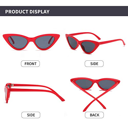 Image of Retro Vintage Narrow Cat Eye Sunglasses for Women Clout Goggles Plastic Frame