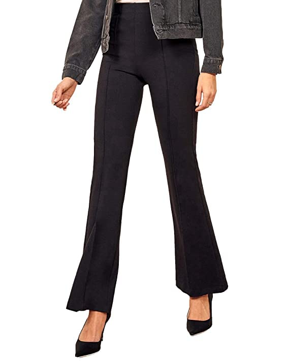 Image of Dream Beauty Fashion Women's High Waist Bell Bottom Trouser, Elastic Flared Bootcut Pants, Stretchy Parallel Leg for Casual Office Work wear