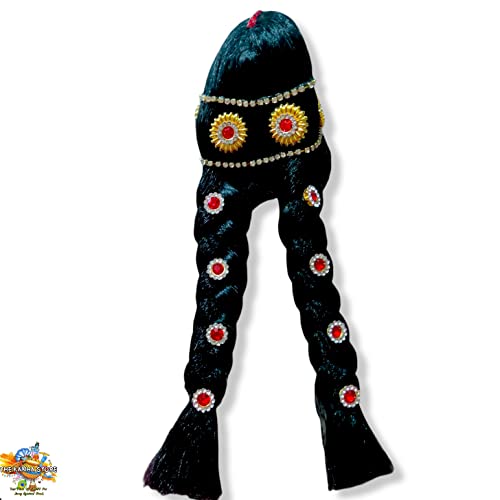 Image of Two Plaited Braid Hair Black Microfiber Wig -Radha Rani /Durga Maa Soft & Smooth 2 Choti | By The Kanha Store (10 INCH)