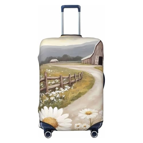 Farm Barn Windmill Elastic Travel Luggage Cover, Washable Spandex Suitcase Protector, Anti-Scratch Fits 18-32 Inch