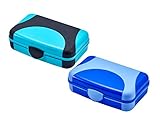 LockerMate It's Academic Hard Pencil Case, Durable Plastic Pencil Box, Kid-Friendly Colors in Blue & Turquoise, 2-Pack