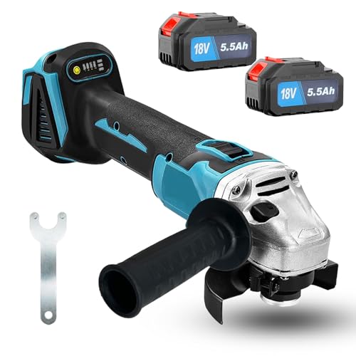 Akku Winkelschleifer für Makita 18V Akku, 7500RPM Power Trennschleifer, 125mm Metallschleifer Trennschleifer zum Schleifen, Trennen, Schleifen, Polieren (2 * 5500MAh Akkus)