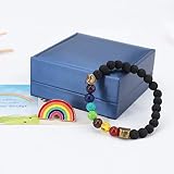 Pet Memorial Gifts,Rainbow Bridge Bracelet for Beloved Dog Cat,Nature Lava Stone Bead 7 Chakra Pet M
