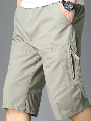 Lymio Men's Cotton Chino Shorts | Half Pants | Nikker | Stretchable Lounge Wear (Casual | Summer | Bermuda) (Shorts-32-Light Grey-2XL)