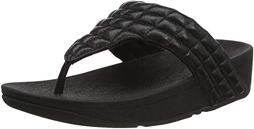 FitFlop Lulu Padded Shimmy Suede Toe-Thongs, Sandalias de Punta Descubierta Mujer, Negro...