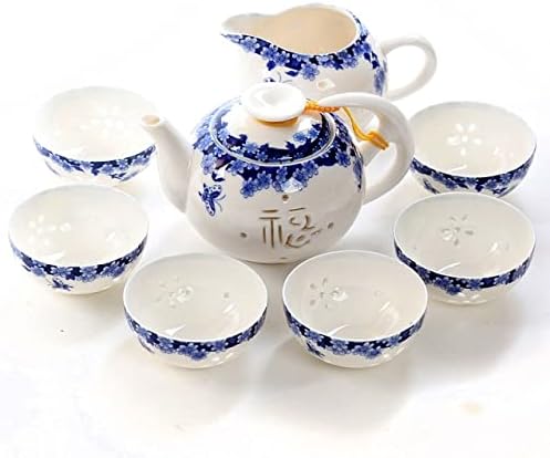 Teapots, ceramic teapots, Blue-and-white Ceramic Teapot Heat-Resistant Tea Pot With 5 Tea Cups Kung Fu Tea Set Handmade Kettle Tea Set Drinkware (Color : Cj007)