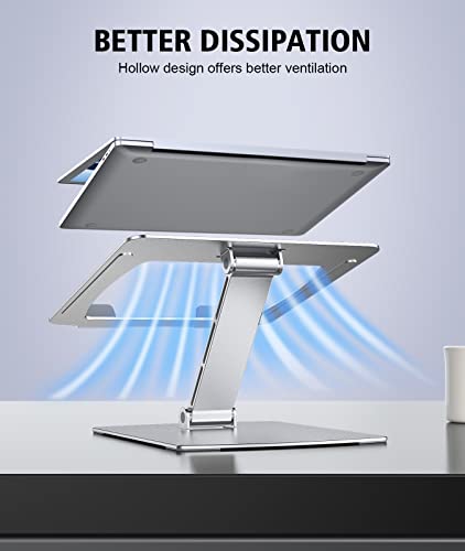 Stoon Laptop Stand Adjustable Height, Ergonomic Portable Laptop Holder Riser For Desk, Aluminum Foldable Computer Notebook Stand Compatible With Macbook Air Pro, Dell Xps, Hp (10-16") - Silver #TOP6