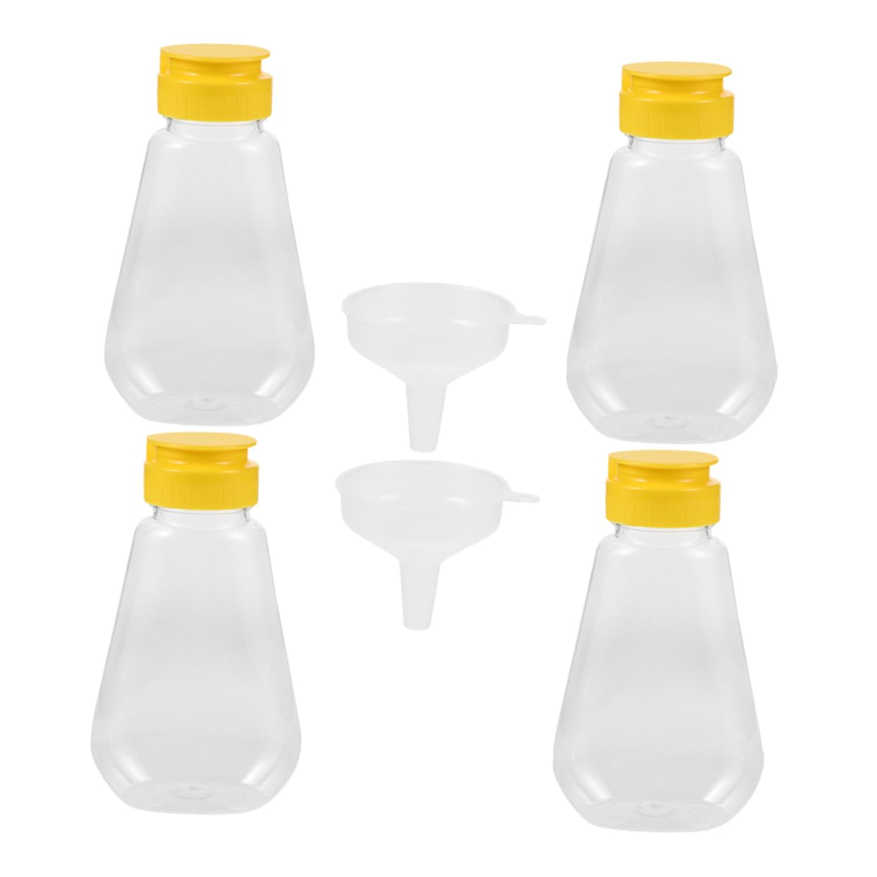 HEMOTON Honey Bottle Funnel Kit Empty Honey Bottles Caps Refillable Containers BBQ Camping