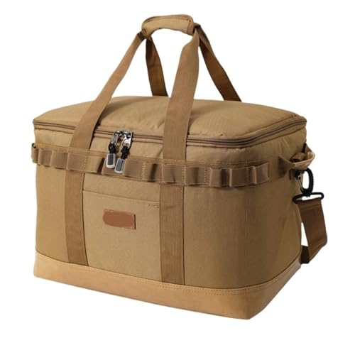 WAJJWI Bolsa térmica con forro rígido, bolsa grande con aislamiento for pícnic, almuerzo, bolsa refrigerante for acampar, barbacoas, actividades familiares al aire libre para Picnic(Khaki)