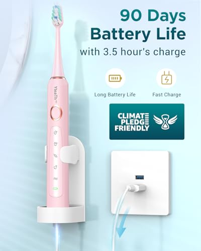 Electric Toothbrush for Kids and Women - Sonic Electric Toothbrushes with 8 Toothbrush Heads (3 Types), 90 Days Use, 5 Brushing Modes, Travel Case, 2 Minute Brushing Timer - Image 4