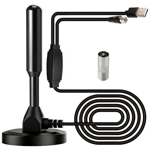 Antena De TV De Interior Potente 2026, Antena HD TDT con Amplificador De SeñAl Inteligente, RecepcióN De Largo Alcance De 360°, Compatible con 4k Y 1080p para Todos Los Canales Gratuitos