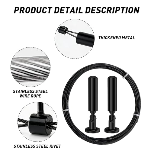 mizikuu Edelstahl Vorhangdraht, Wandhalterung Set 5m Metall Spannseil Robust Langlebig Wäscheleinen Gardine Stahlseil für Foto-Draht, Wäscheleine, Duschvorhänge, Spanndraht, Kunstgemälden, Schwarz