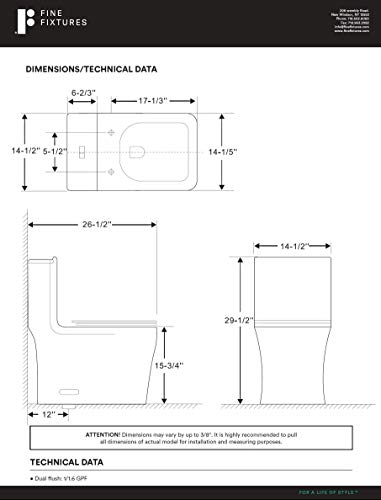 Fine Fixtures Dual-Flush Elongated One-Piece Toilet With High Efficiency Flush #TOP7