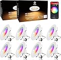 iLintek Lumary 8 Pack Smart Retrofit LED Recessed Lighting 5/6 Inch, WiFi Recessed Lights RGB Color Changing Can Lights, 13W 1000LM Metal Baffle Trim Downlight, Work with Alexa/Google Assistant