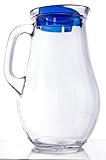 Silkwater Clear Glass Jug with Blue Lid, 1.9 Quart