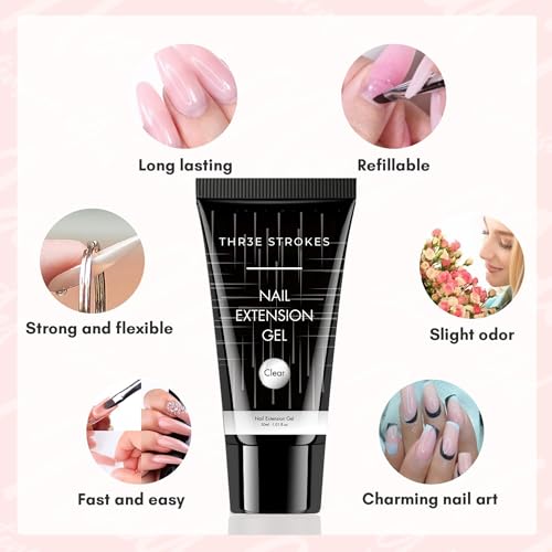 Image of Poly Nail Gel Extension Kit for Builder Gel UV Nail Art Kit, Nail Extension Set (8in1) (needs 2-3 time practice)(SSD KIT) (LIGHT NUDE, SSD KIT)