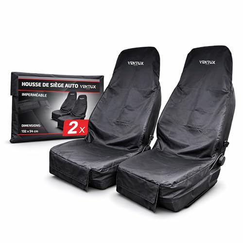VENTUX GEAR 2X Housse de siège Auto imperméable Universelle 132×54 cm – Protection Contre liquides, Boue et saleté – Installation Rapide