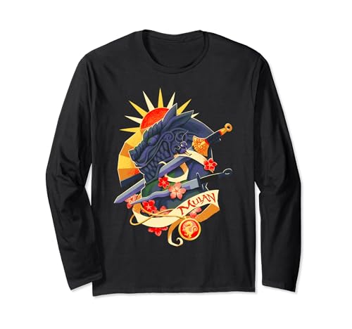 T-shirt Mulan Disney à manches longues imprimé Cri-Kee et Grand Dragon de Pierre style décontracté