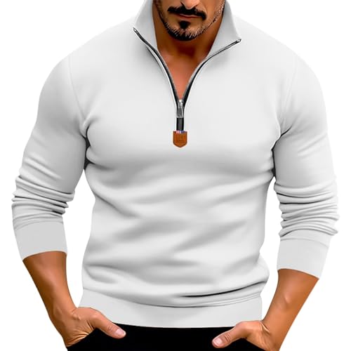 Wankang Men's Quarter Zip Pullover Casual Midweight Sweatshirts Fashion Fleece Sweatshirt Polo Shirt for Men2