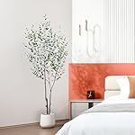 Kunstpflanze Eukalyptus 180cm Künstliche Pflanzen Groß,Plastikpflanzen mit Weiß Topf für Home Decor Zimmerdeko Schlafzimmer Dekoration(1Pack) – Bild 3