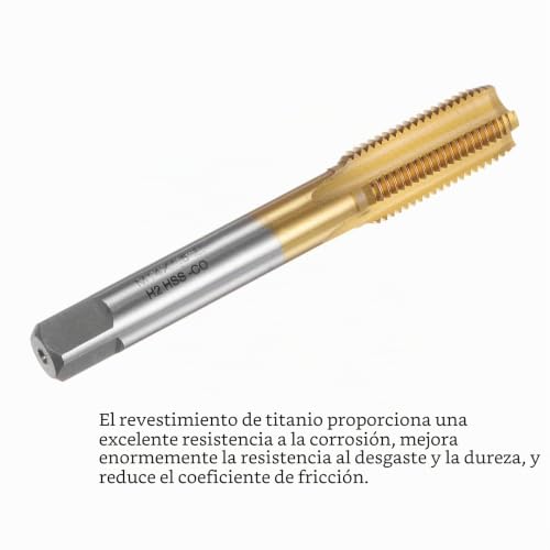 Miniatura 4 de Quarkzman Machos De Roscar De Flauta Recta, M14 X 1.5 Métrico Mano Izquierda Recubierto De Titanio M35 Acero De Alta Velocidad Para Tornillos De Rosca De Fresado De Máquinas