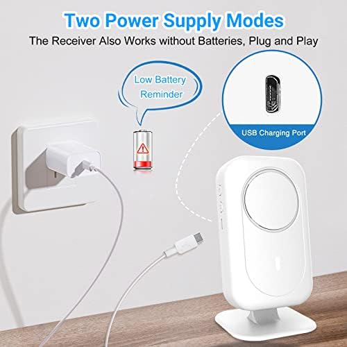 DAYTECH Wireless PIR Motion Sensor Detector, Bed Alarms for Elderly, Security Alarm Chime, Store Welcome Buzzer Monitor for Shop Office Home Front Door Entry- 1 Receiver & 2 Motion Sensor