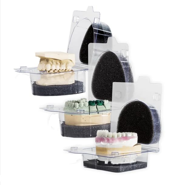 AmeriCan Goods Dental Model Carrier & Denture Box with Foams Ortho Appliance Care Disposable Plastic Clear Cases (50)
